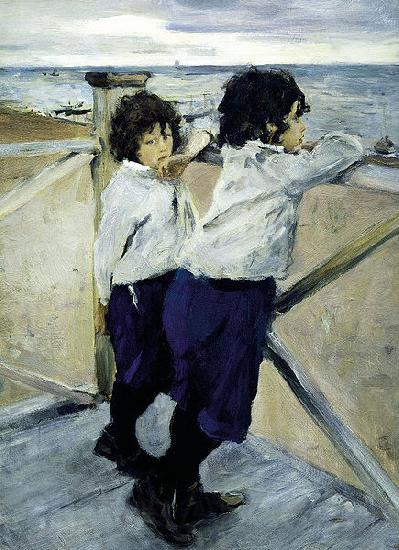 Valentin Serov Children. Sasha and Yura Serov Norge oil painting art